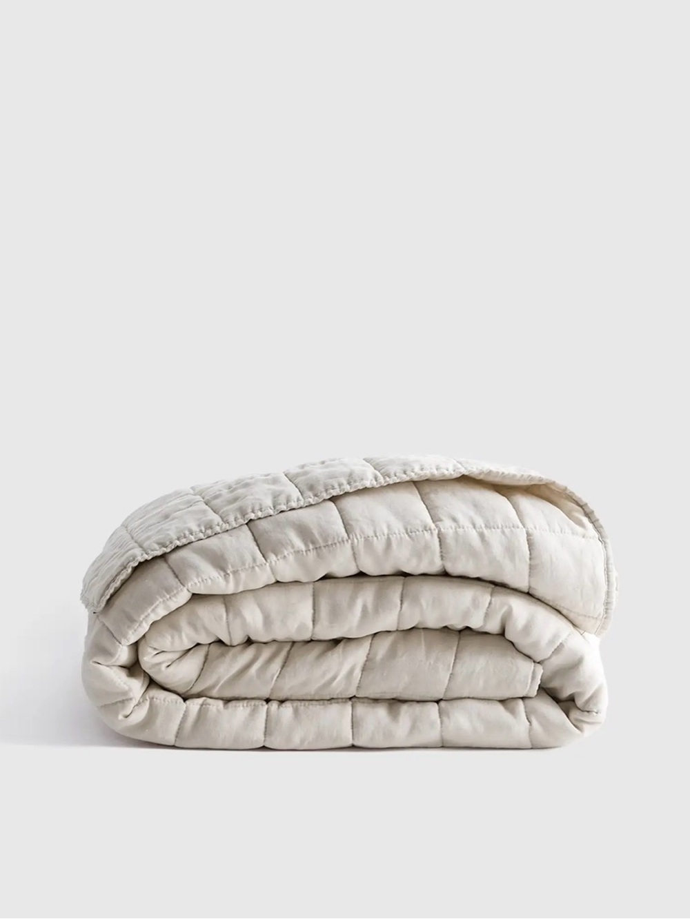 Quince European Linen Box Quilt - Full/Queen - Color: Sand